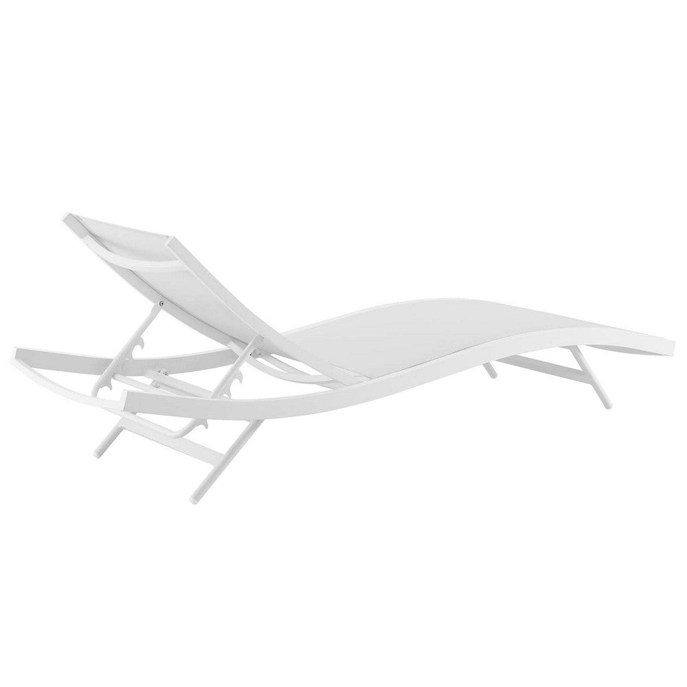 Modway Glimpse Aluminum Mesh Outdoor Patio Poolside Deck Chaise Lounge Chair in White White MDY-EEI-3300-WHI-WHI