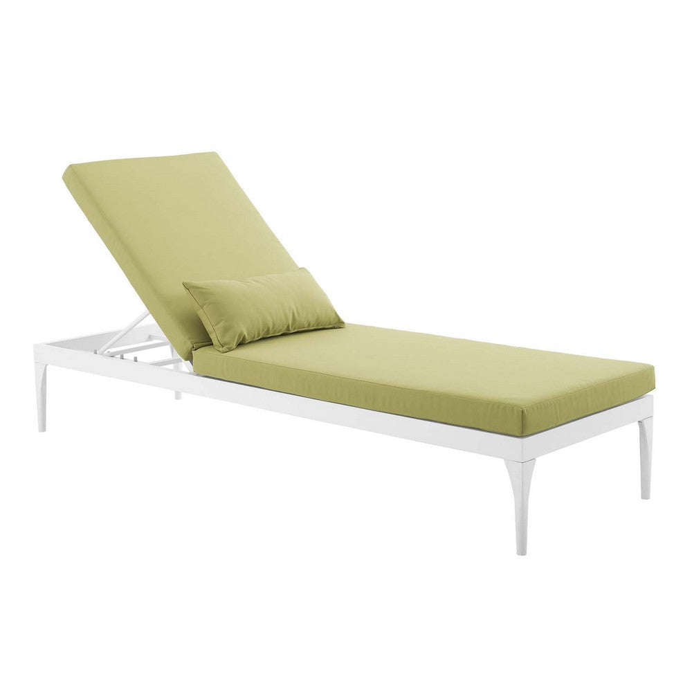 Modway Perspective Aluminum Outdoor Patio Chaise with Cushions Lounge Chair White Peridot MDY-EEI-3301-WHI-PER