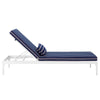 Modway Perspective Aluminum Outdoor Patio Chaise with Cushions Lounge Chair White Striped Navy MDY-EEI-3301-WHI-STN