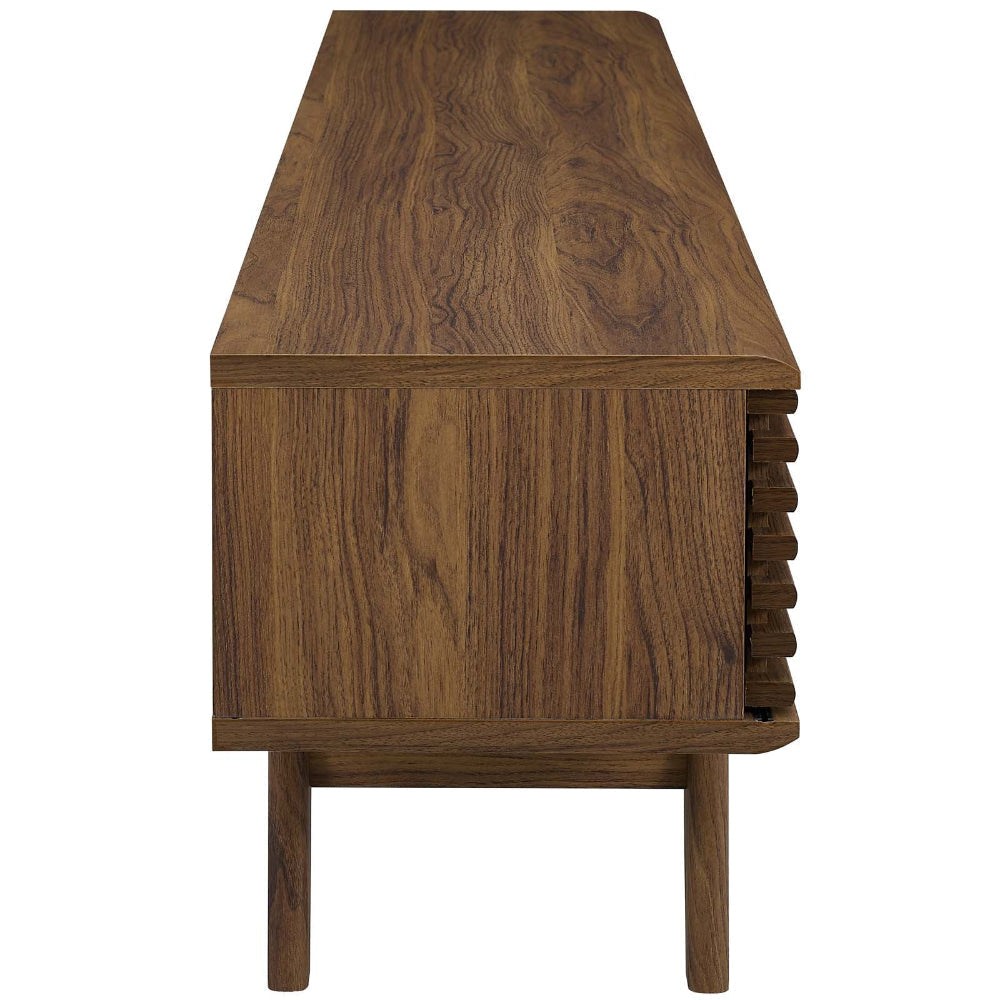 Modway Render 70’’ Mid-Century Modern Low Profile Media Console TV Stand 70 Inch Walnut Walnut