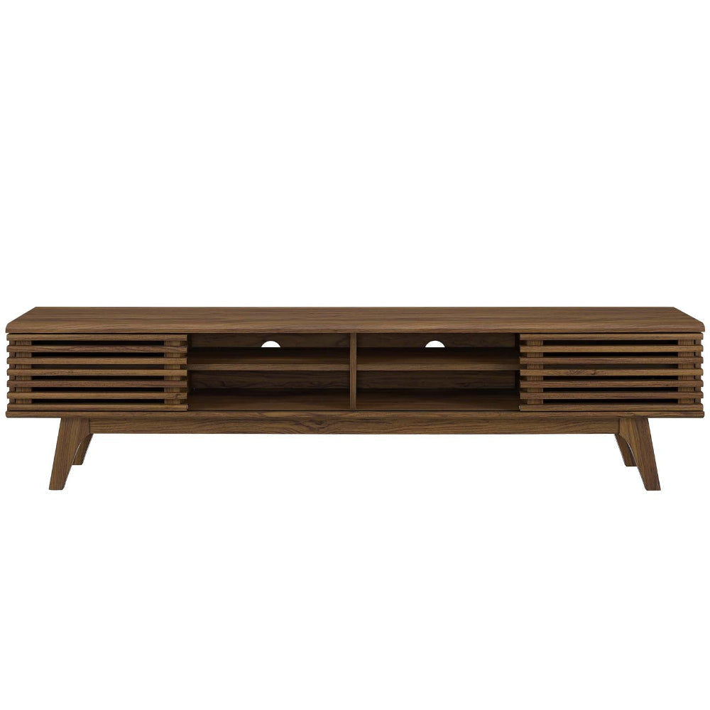 Modway Render 70’’ Mid-Century Modern Low Profile Media Console TV Stand 70 Inch Walnut Walnut