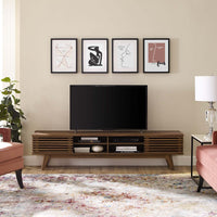 Modway Render 70" Mid-Century Modern Low Profile Media Console TV Stand, 70 Inch, Walnut Walnut