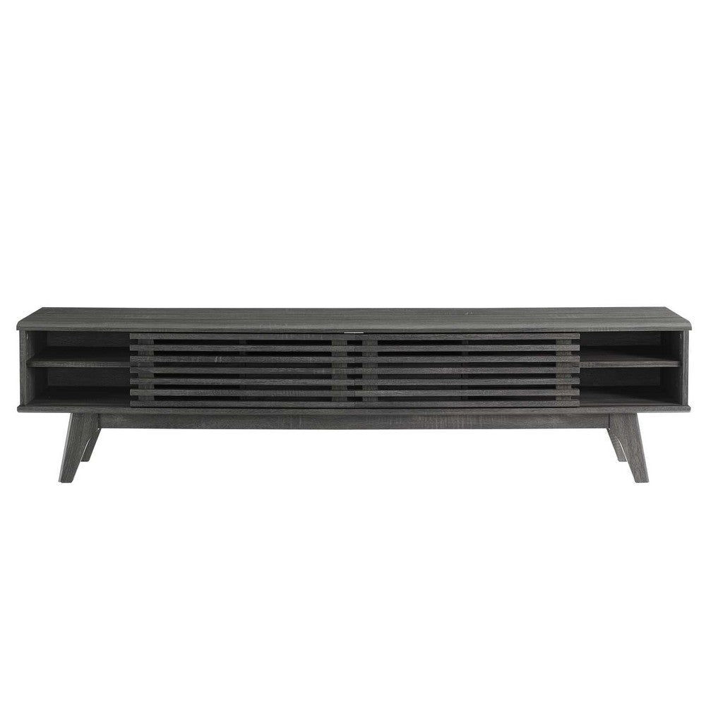 Modway Render Mid-Century Modern Low Profile 70 Inch TV Stand in Charcoal 70’’