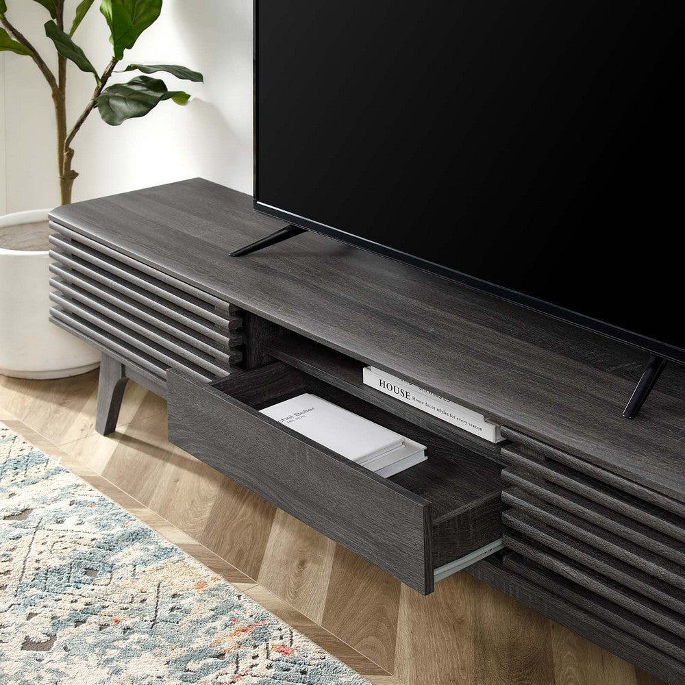Modway Render Mid-Century Modern Low Profile 70 Inch TV Stand in Charcoal 70’’