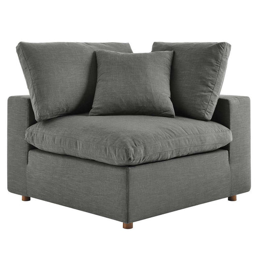 Modway Commix Down-Filled Overstuffed Upholstered Sectional Sofa Corner Chair in Gray