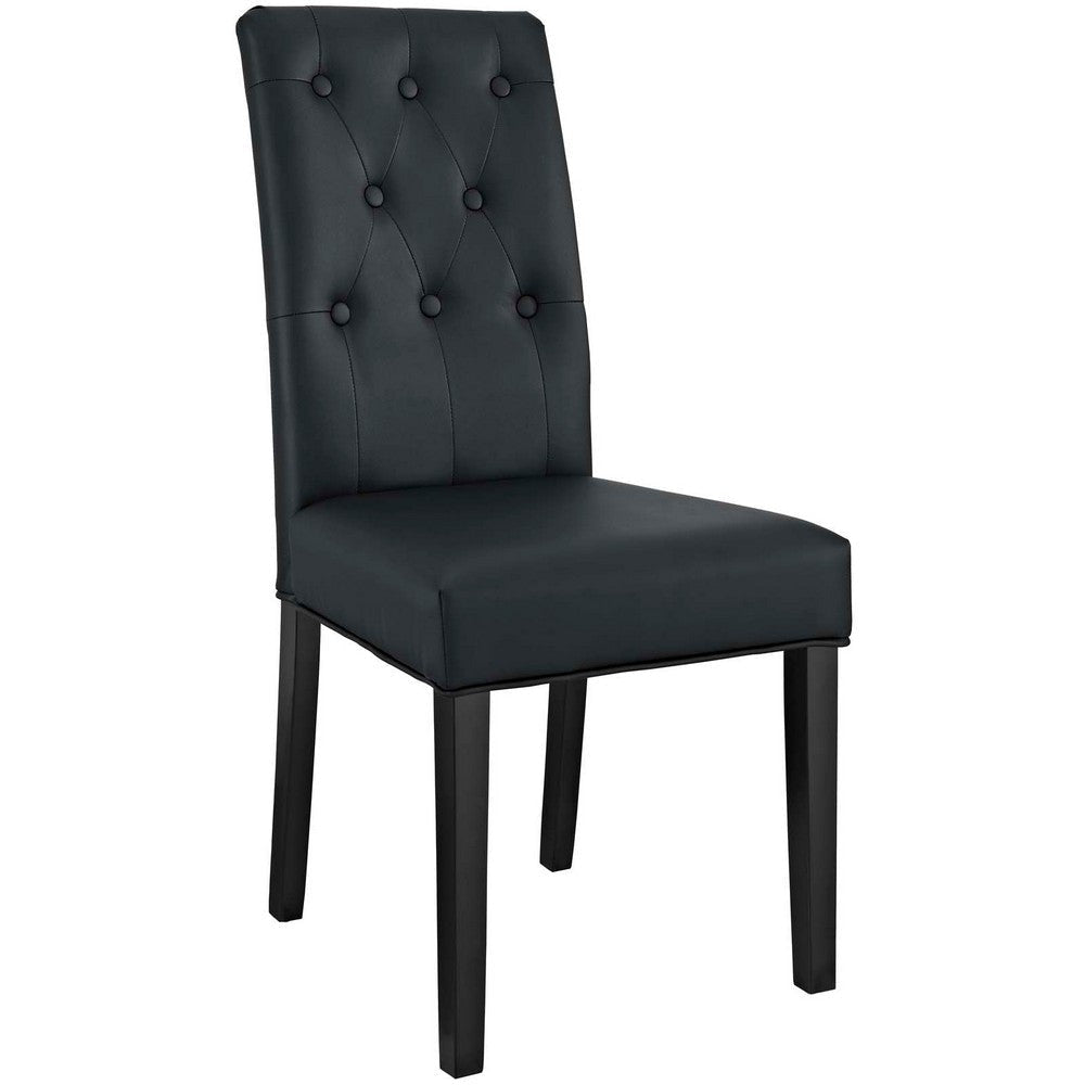 Modway Confer Modern Tufted Faux Leather Upholstered Parsons Four Dining Chairs in Black MDY-EEI-3324-BLK