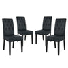 Modway Confer Modern Tufted Faux Leather Upholstered Parsons Four Dining Chairs in Black