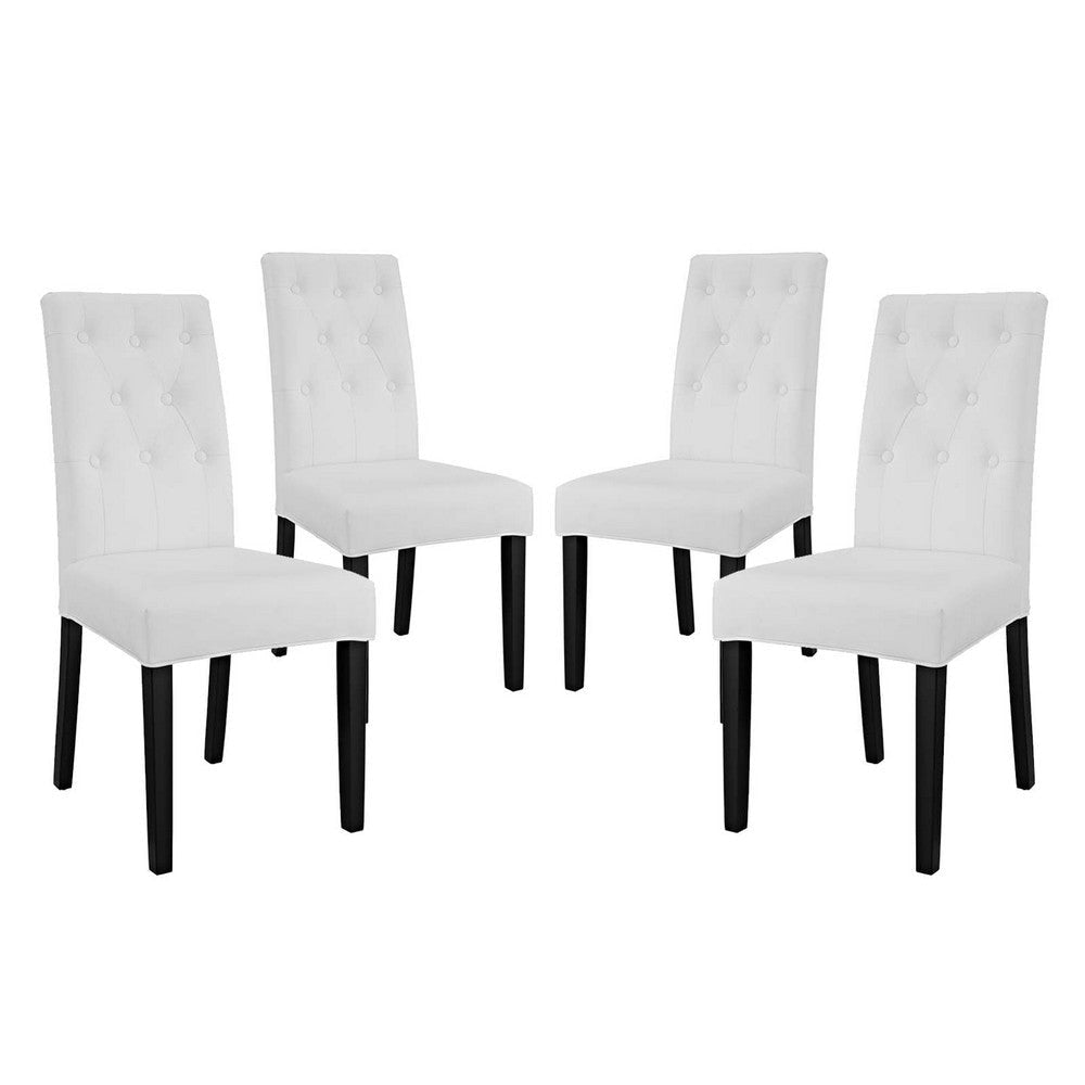 Modway Confer Modern Tufted Faux Leather Upholstered Parsons Four Dining Chairs in White