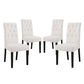 Modway Confer Modern Tufted Upholstered Fabric Parsons Four Kitchen and Dining Room Chairs in Beige