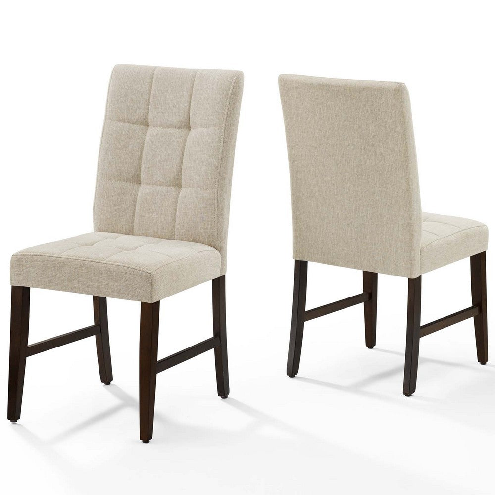 Promulgate Biscuit Tufted Upholstered Fabric Dining Chair Set of 2  - No Shipping Charges