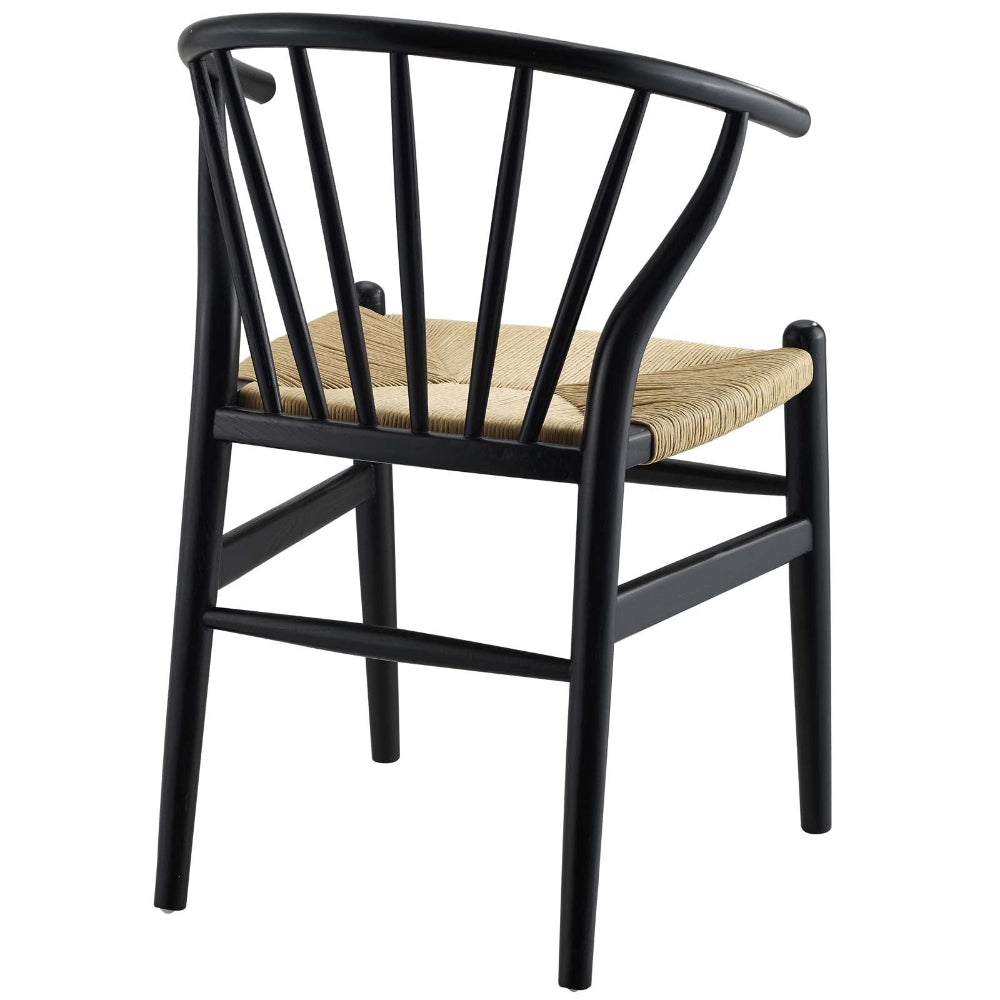 Modway Flourish Mid-Century Modern Rustic Farmhouse Wood Dining Chair in Black