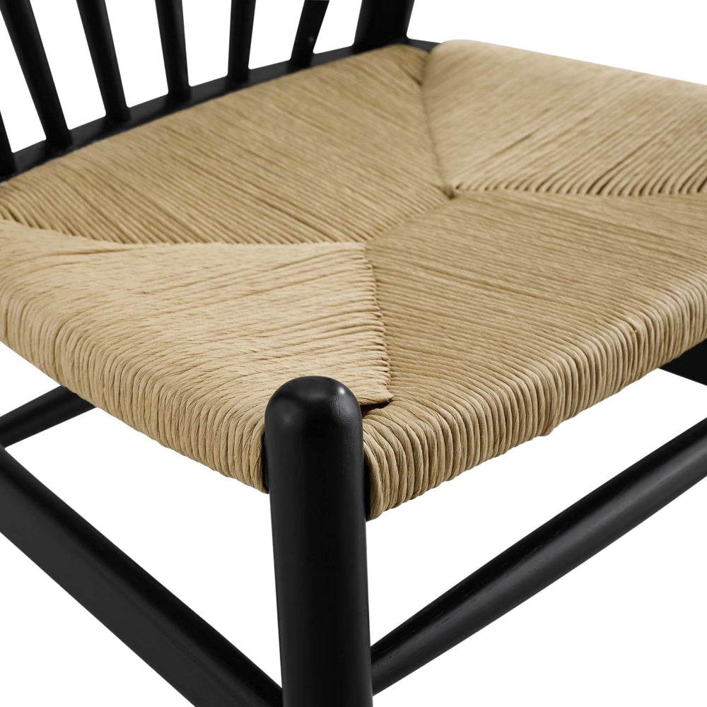 Modway Flourish Mid-Century Modern Rustic Farmhouse Wood Dining Chair in Black