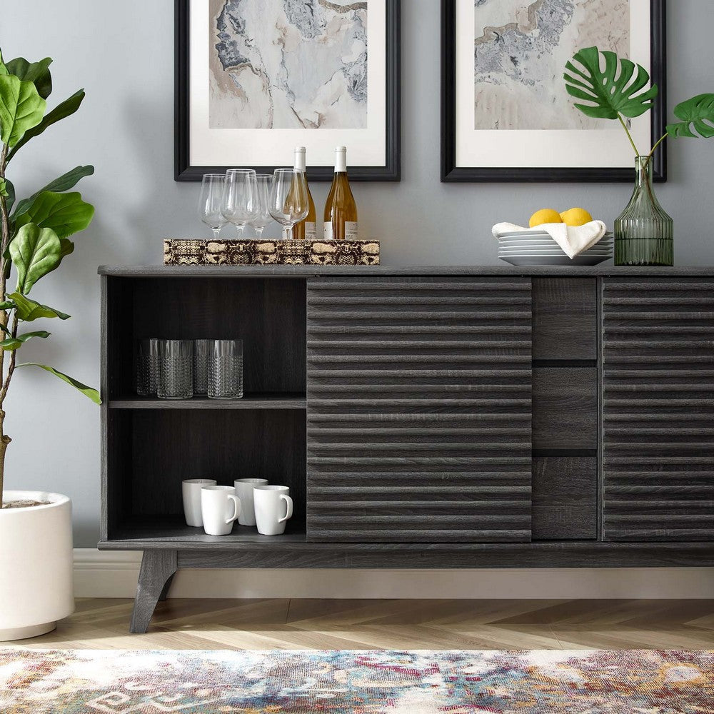 Modway Render 63’’ Mid-Century Modern Sideboard Buffet Table or TV Stand in Charcoal MDY-EEI-3344-CHA