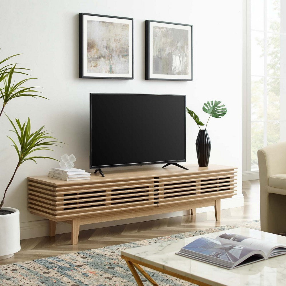 Modway Render Mid-Century Modern Low Profile 71 Inch TV Stand in Oak 71’’ MDY-EEI-3348-OAK