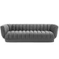 Modway Sofa Entertain Vertical Channel Tufted Performance Velvet Couch in Gray