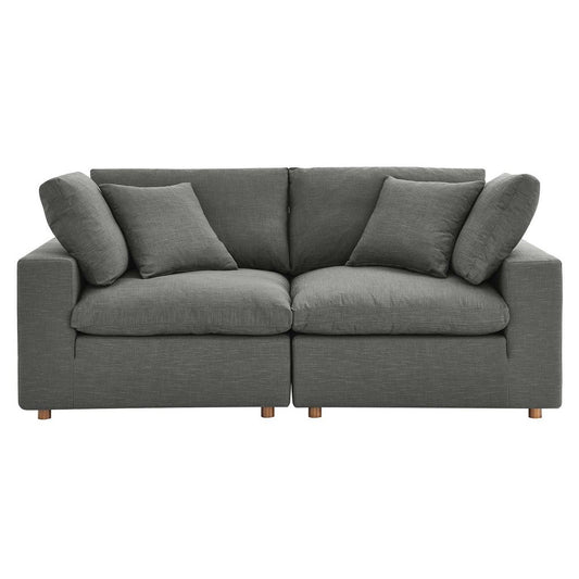 Commix 2 Piece Down Filled Overstuffed Sectional Sofa Set by Modway| Gray
