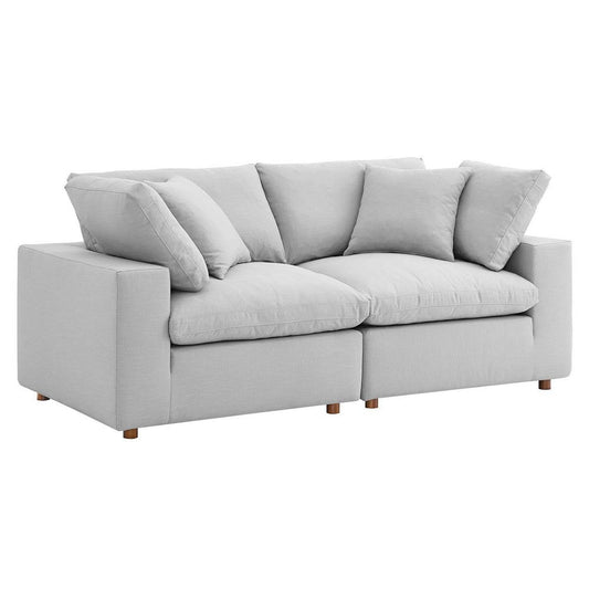 Modway Commix Modular Sofa, Loveseat sectional, Light Gray Fabric