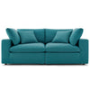 Modway Commix Down Down Filled Overstuffed 2 Piece Sectional Sofa Set Two Corner Chairs Teal MDY-EEI-3354-TEA