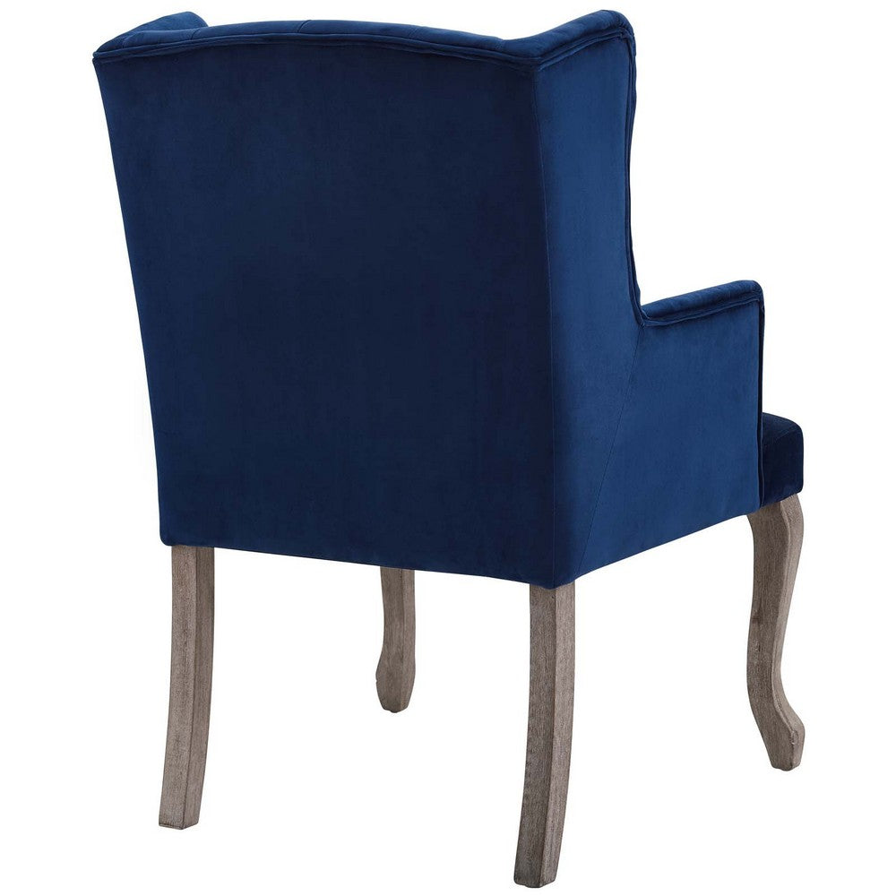 Realm French Vintage Dining Performance Velvet Armchair by Modway| Blue