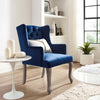 Realm French Vintage Dining Performance Velvet Armchair by Modway| Blue