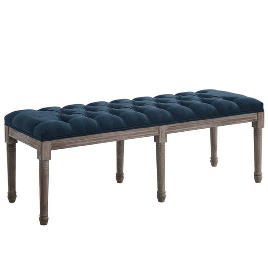 Province French Vintage Upholstered Fabric Bench - No Shipping Charges