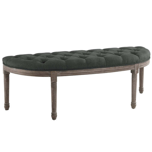 Esteem Vintage French Upholstered Fabric Semi-Circle Bench - No Shipping Charges