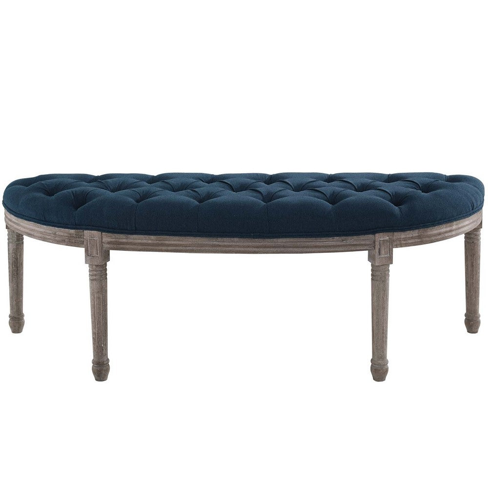 Esteem Vintage French Upholstered Fabric Semi-Circle Bench  - No Shipping Charges