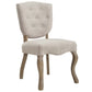 Modway Array French Vintage Tufted Upholstered Fabric Two Dining Chairs in Beige MDY-EEI-3383-BEI