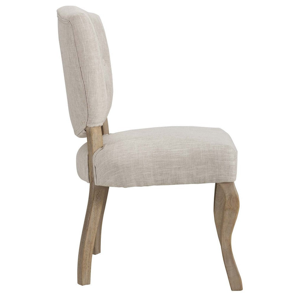 Modway Array French Vintage Tufted Upholstered Fabric Two Dining Chairs in Beige MDY-EEI-3383-BEI