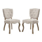 Modway Array French Vintage Tufted Upholstered Fabric Two Dining Chairs in Beige