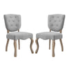 Modway Array French Vintage Tufted Upholstered Fabric Two Dining Chairs in Light Gray