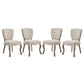 Modway Array French Vintage Tufted Upholstered Fabric Four Dining Chairs in Beige