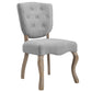 Modway Array French Vintage Tufted Upholstered Fabric Four Dining Chairs in Light Gray MDY-EEI-3384-LGR