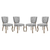 Modway Array French Vintage Tufted Upholstered Fabric Four Dining Chairs in Light Gray