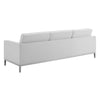 Modway Loft Tufted Button Faux Leather Upholstered Sofa in Silver White MDY-EEI-3385-SLV-WHI