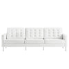 Modway Loft Tufted Button Faux Leather Upholstered Sofa in Silver White