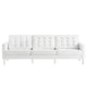 Modway Loft Tufted Button Faux Leather Upholstered Sofa in Silver White