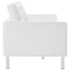 Modway Loft Tufted Button Faux Leather Upholstered Sofa in Silver White