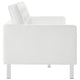 Modway Loft Tufted Button Faux Leather Upholstered Sofa in Silver White