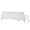 Modway Loft Tufted Button Faux Leather Upholstered Sofa in Silver White