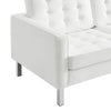 Modway Loft Tufted Button Faux Leather Upholstered Sofa in Silver White