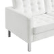 Modway Loft Tufted Button Faux Leather Upholstered Sofa in Silver White