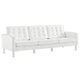 Modway Loft Tufted Button Faux Leather Upholstered Sofa in Silver White