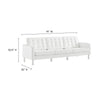 Modway Loft Tufted Button Faux Leather Upholstered Sofa in Silver White