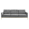 Modway Loft Tufted Button Performance Velvet Upholstered Sofa in Gold Gray MDY-EEI-3387-GLD-GRY