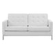 Modway Loft Tufted Button Faux Leather Upholstered Loveseat in Silver White MDY-EEI-3388-SLV-WHI