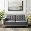 Modway Loft Tufted Button Performance Velvet Upholstered Loveseat in Gold Gray MDY-EEI-3390-GLD-GRY