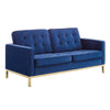 Modway Loft Tufted Button Performance Velvet Upholstered Loveseat in Gold Navy