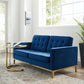 Modway Loft Tufted Button Performance Velvet Upholstered Loveseat in Gold Navy MDY-EEI-3390-GLD-NAV