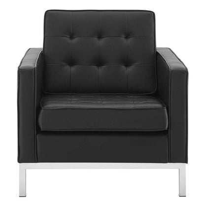 Loft Tufted Upholstered Faux Leather Armchair  - No Shipping Charges